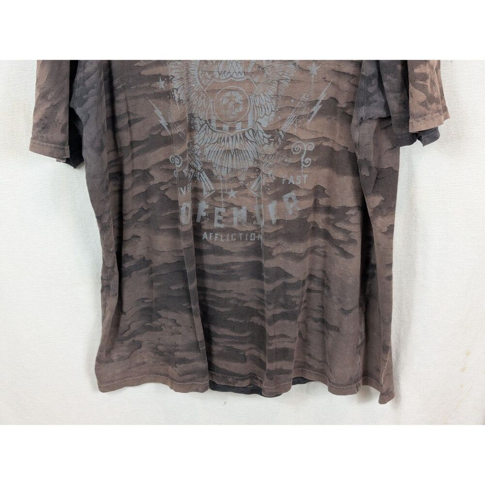Affliction Freedom Defender Graphic Print T-Shirt Brown Men's Size 3XL/XXXL - Picture 3 of 11